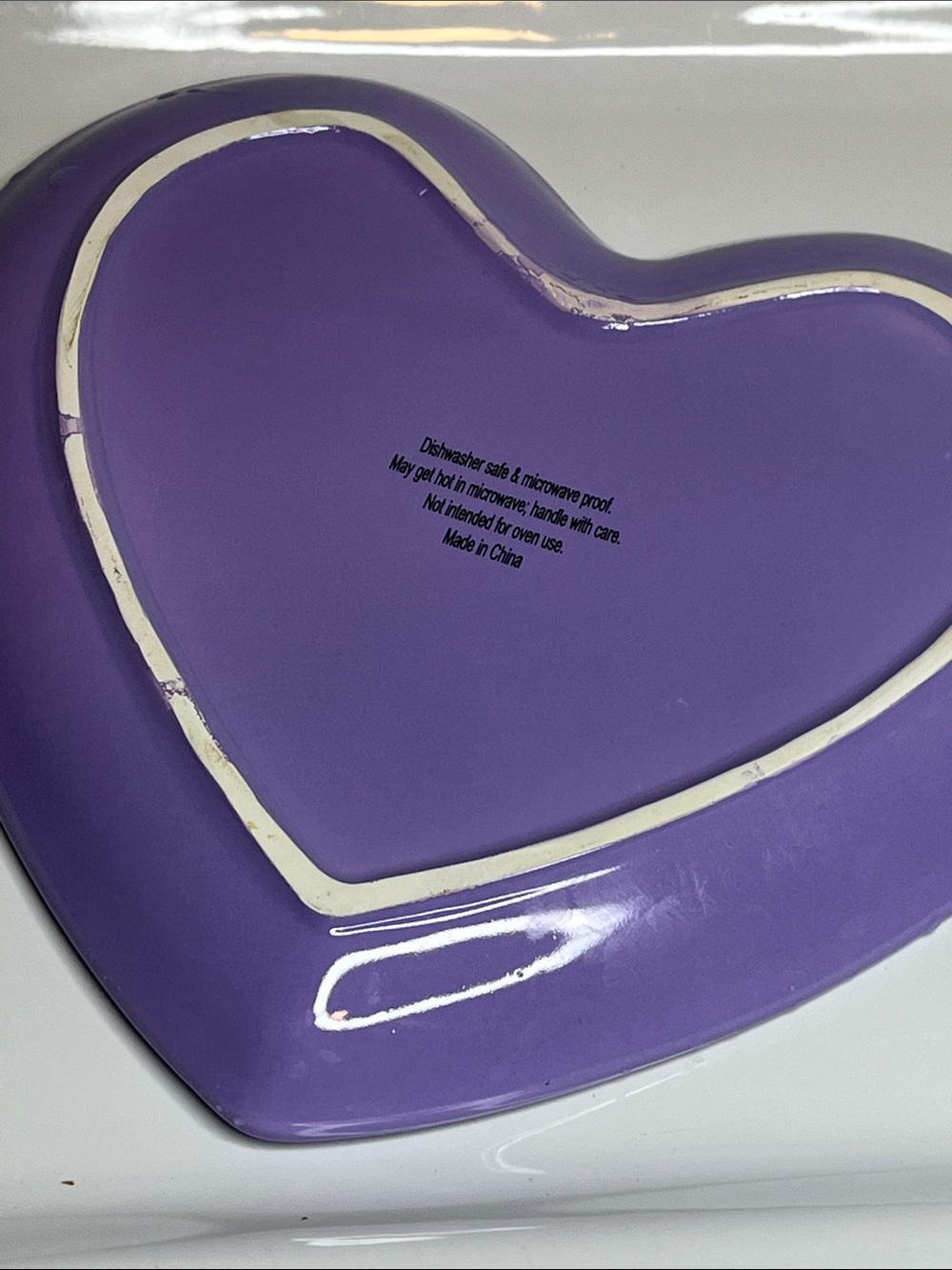Heart-Shaped Purple Ceramic Trinket Dish - Picture 2 of 5
